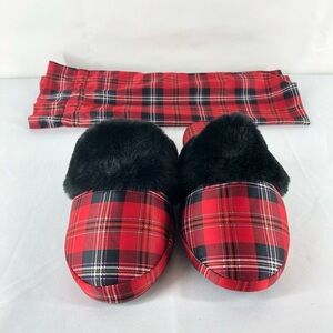 Victoria's Secret Plaid Slippers - Red and Black Size M